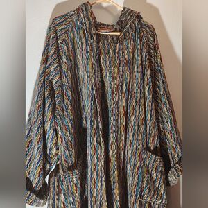 Missoni Unisex Terrycloth Robe Multicolor Bath Hooded Belt 100% Cotton Sz L
